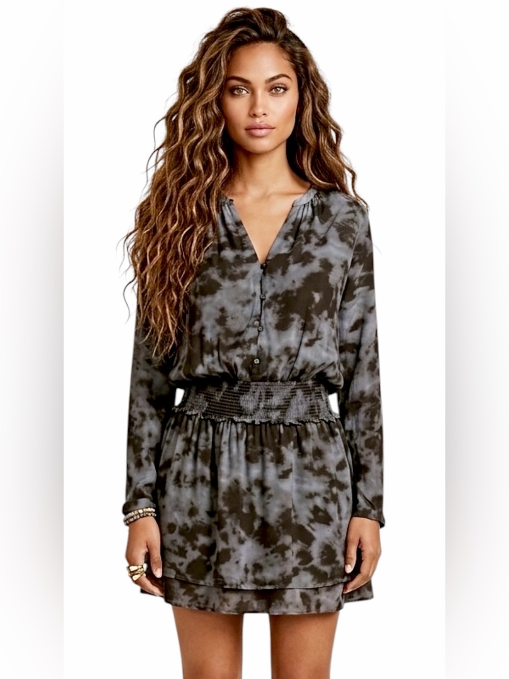 Rails - Jasmine Slate Tie Dye Long Sleeve Mini Dress - Sz. M